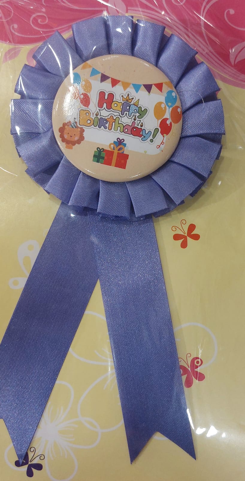 Happy Birthday purple lion badge