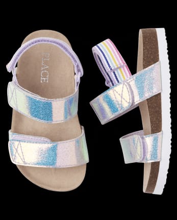 Girls Iridescent Velcro Sandals - Preppy Kids (Grand Bazaar)