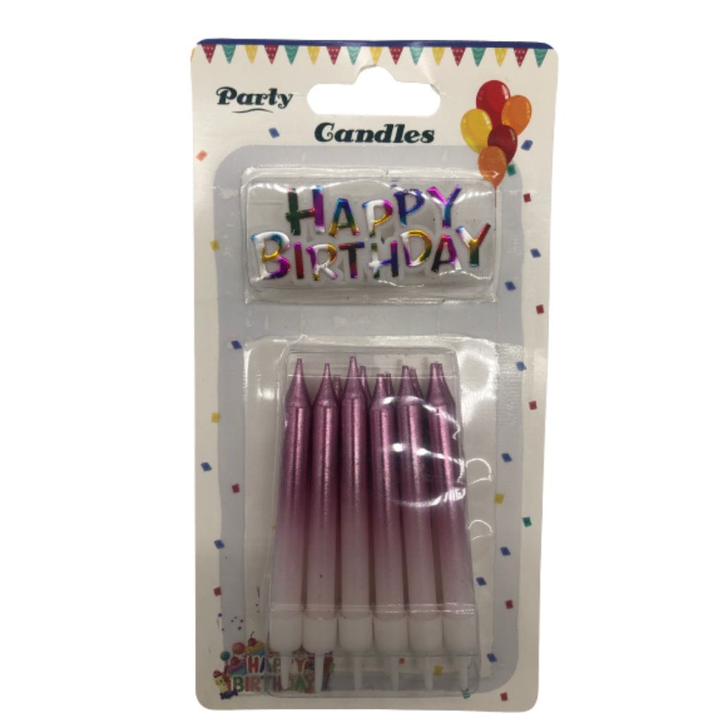 12pc Purple and White Gradiant Candles Happy Birthday - Preppy Kids (Grand Bazaar)