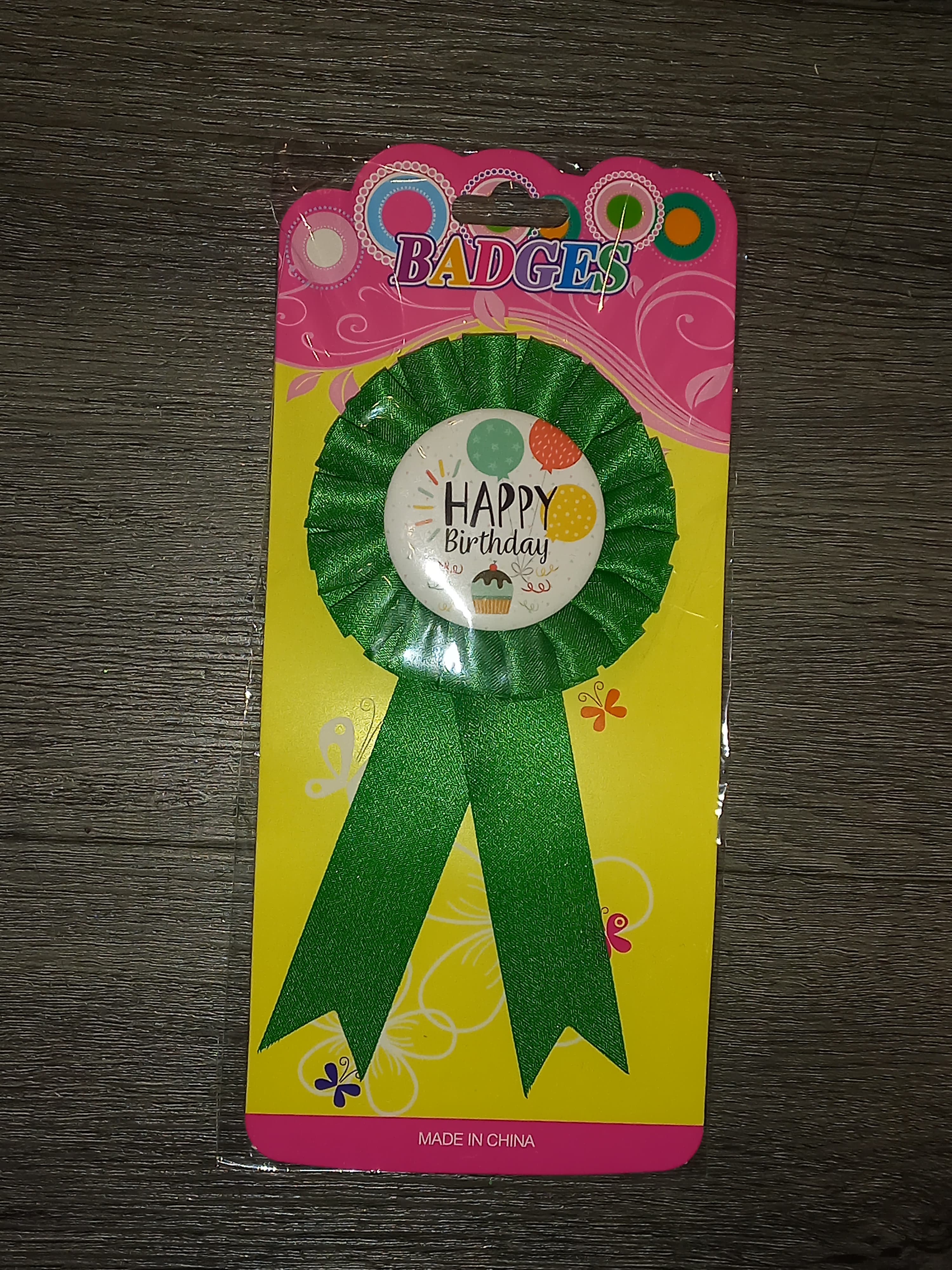 Happy Birthday Green Cupcake Badge - Preppy Kids (Grand Bazaar)