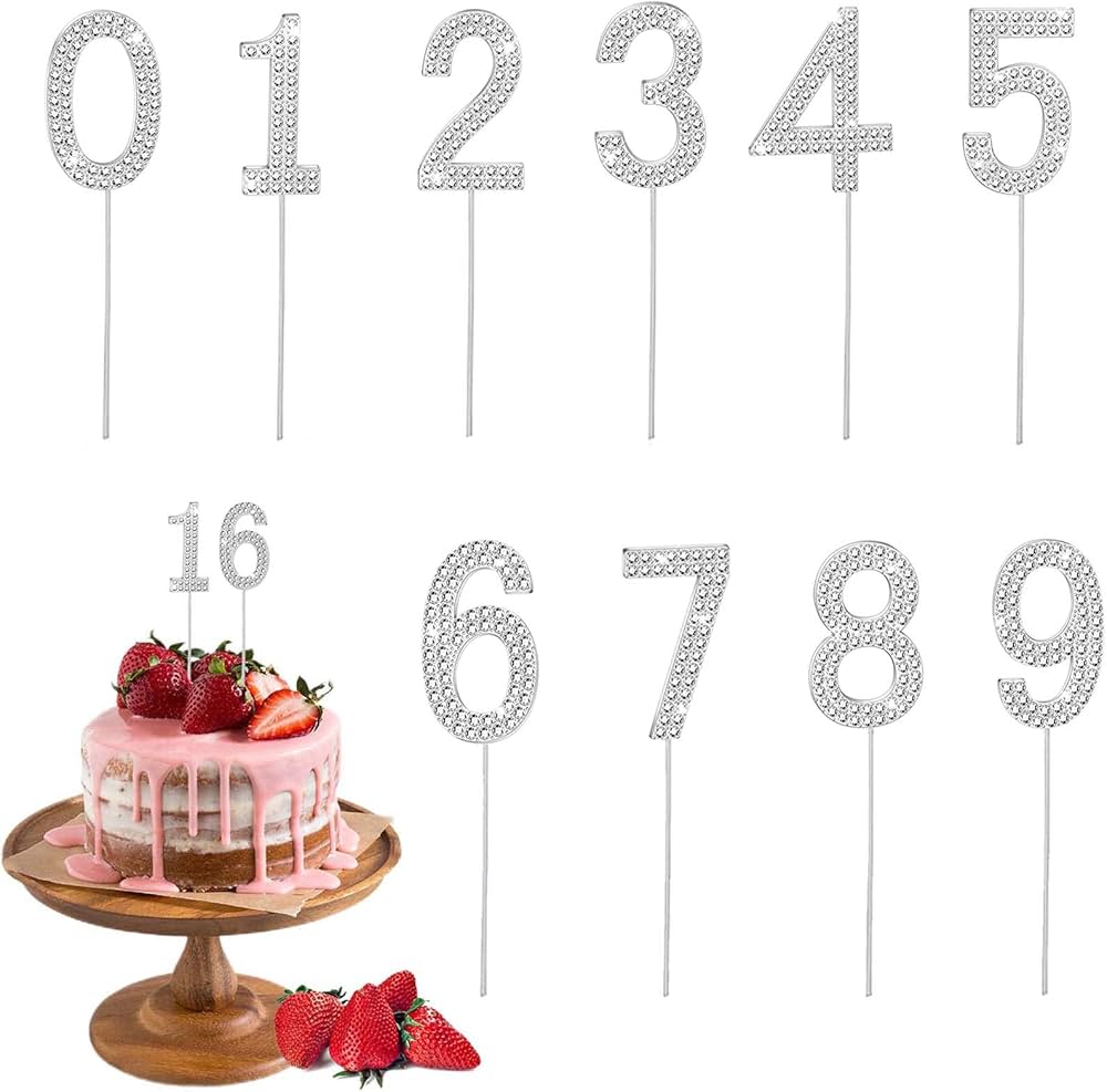 Rhinestone Number Cake Topper(0-9) - Preppy Kids (Grand Bazaar)