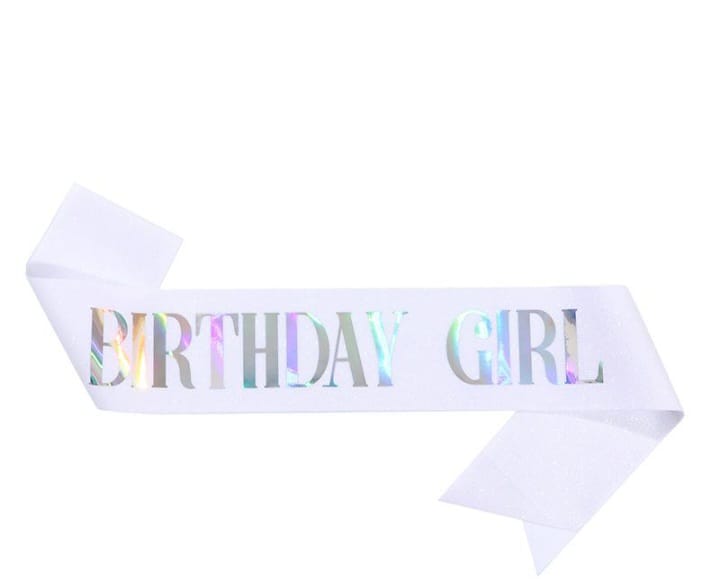 Birthday Girl Sash Glitter White