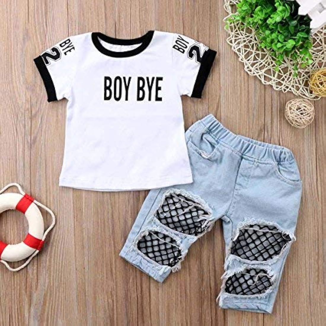 "Boy Bye" Baby Girl Jean 2PC Outfit