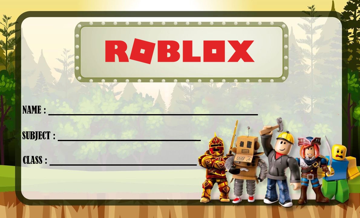 Roblox Outdoors school subject book Labels (Waterproof)