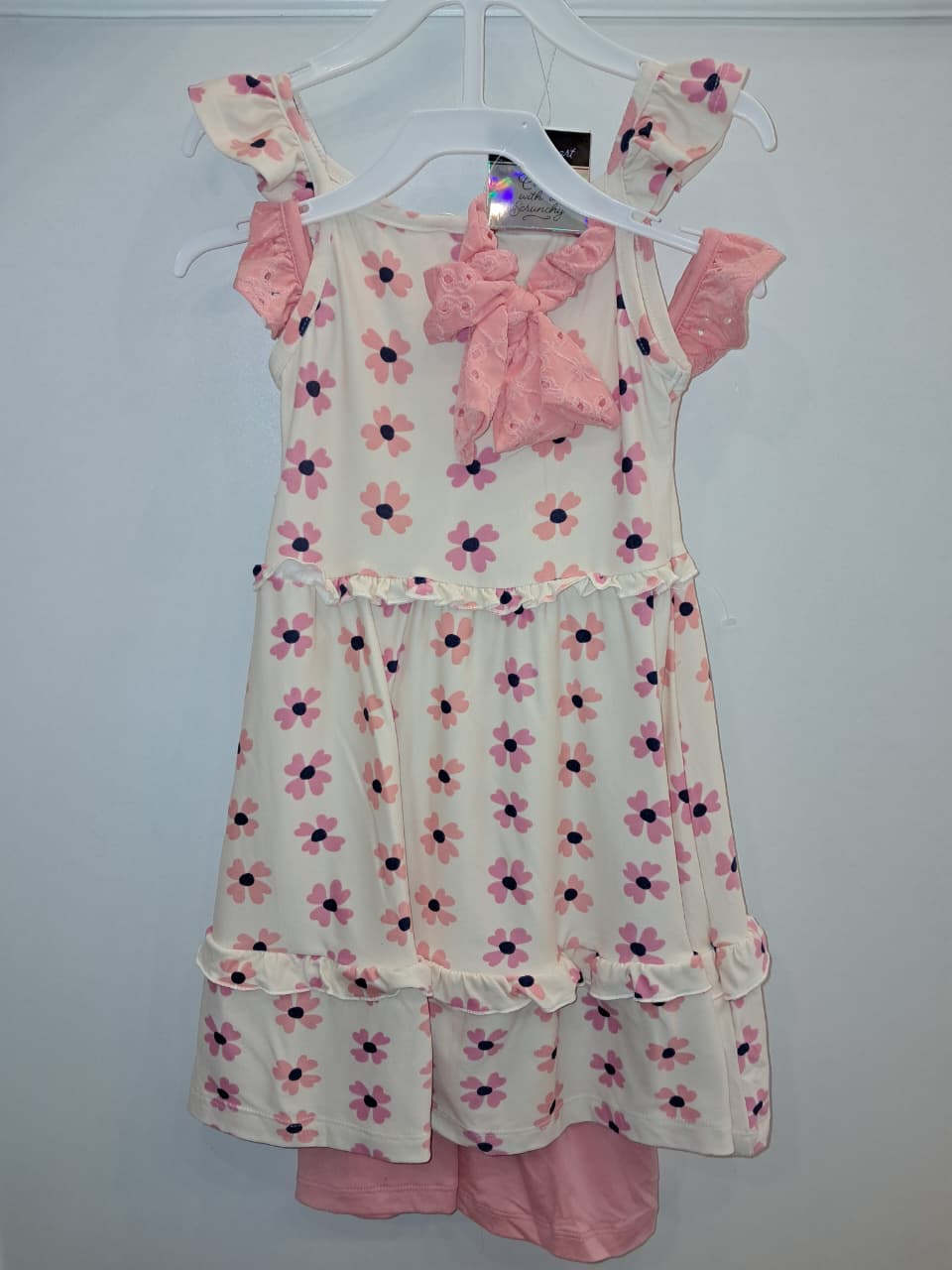 Girls Peach Floral 3PC Dress Set