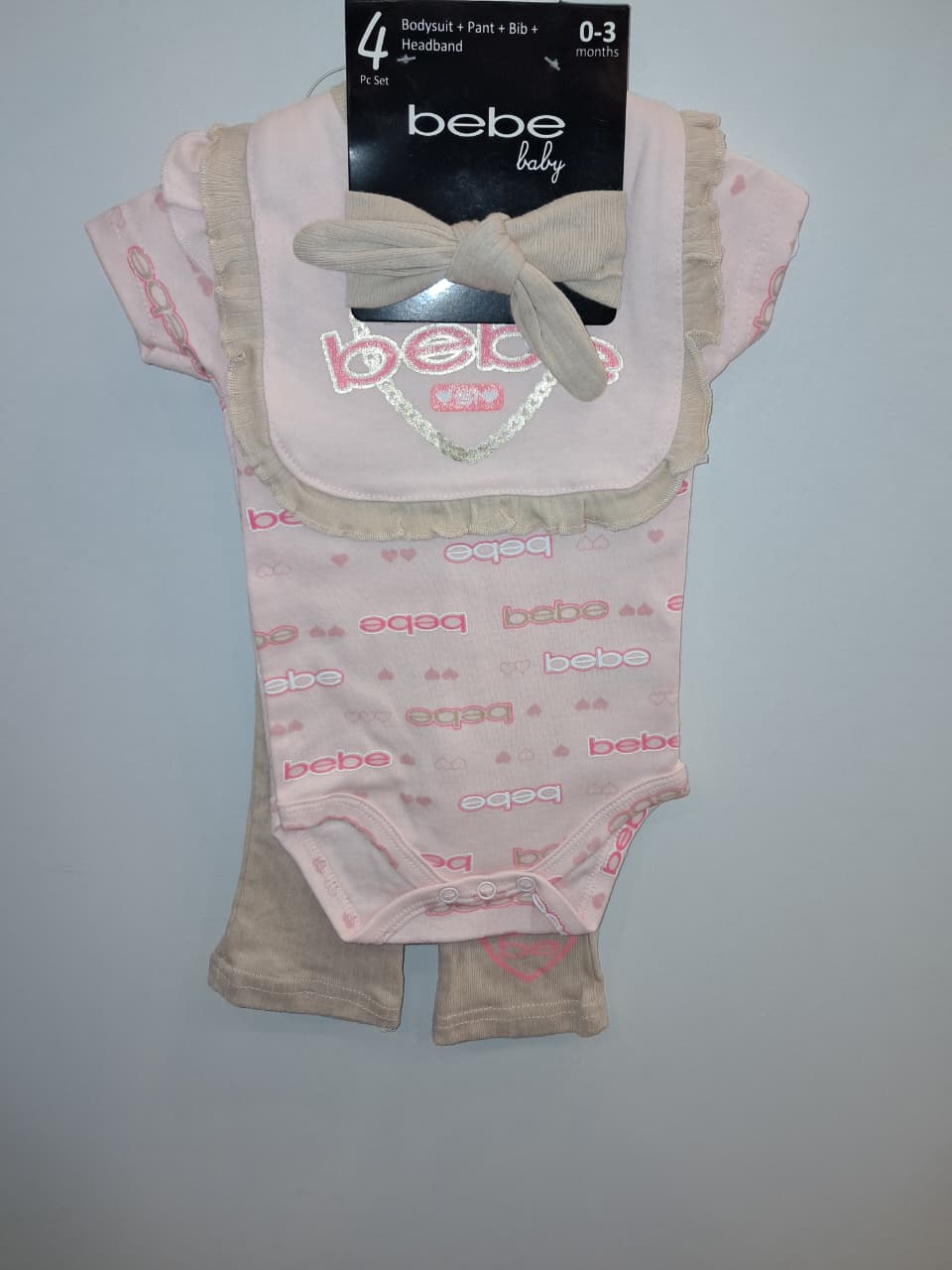 Bebe Girls Pink & Khaki 4PC Set