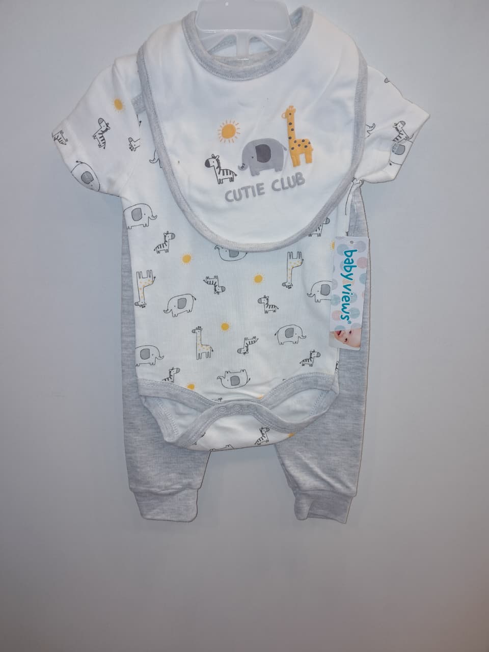 White Zoo Animals Baby 3PC Set