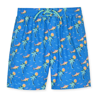 Boys Sunset Shark Print Swimming Trunks