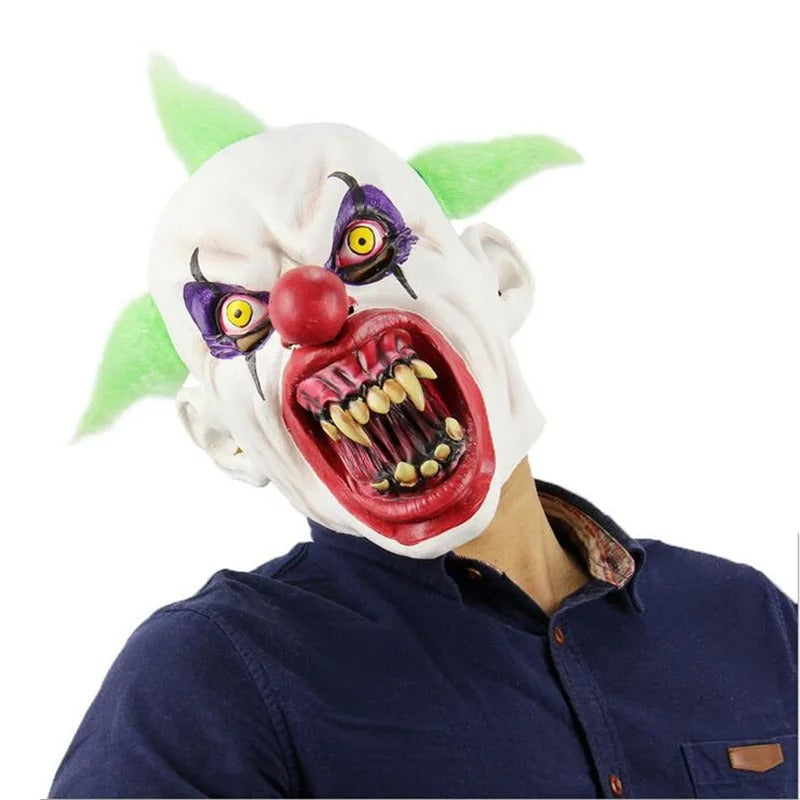 Green Hair Clown Halloween Face Mask