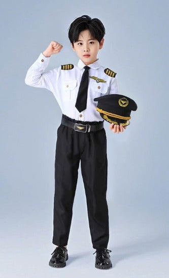 Airline Captain Career Day Costume Long Sleeve kids to young teen