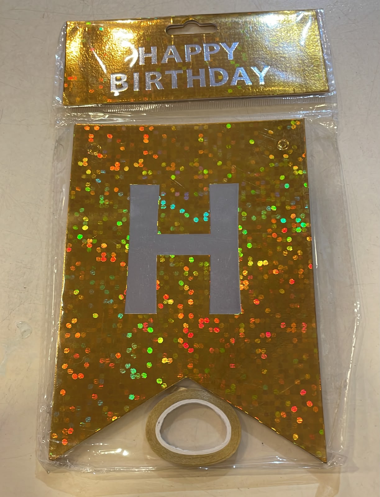 Pixel Gold Happy Birthday Banner