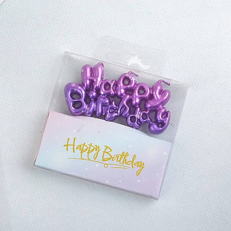 Purple Pink Happy Birthday Candle
