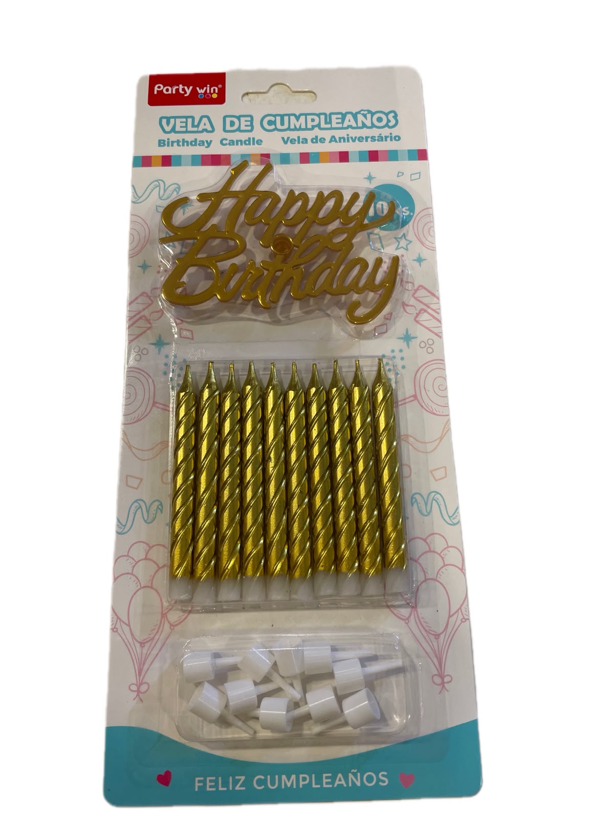 Gold Happy Birthday Candles