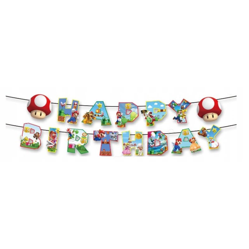 Super Mario Happy Birthday Banner
