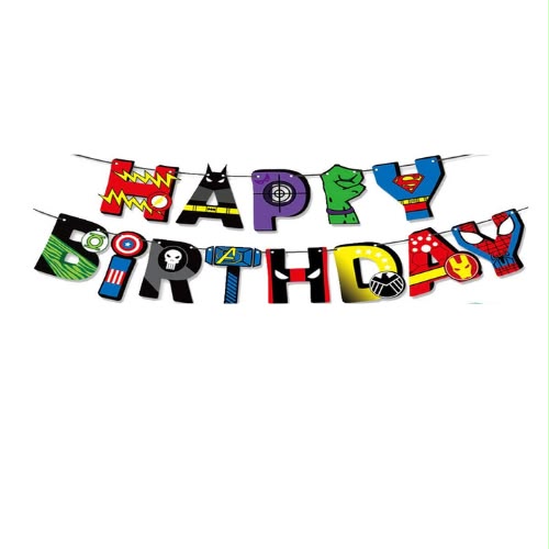 SuperHero Happy Birthday Banner