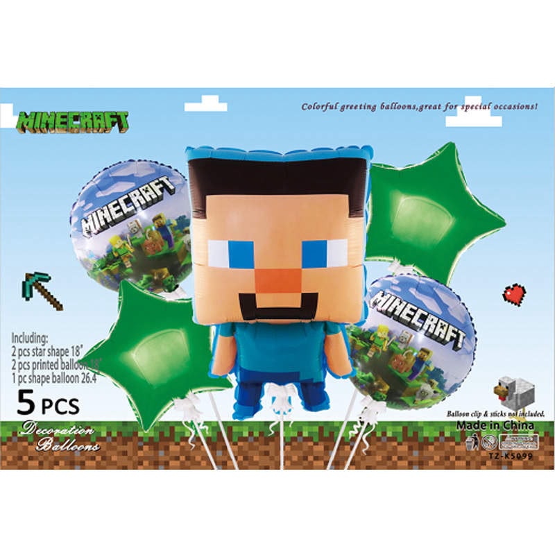 Minecraft Steve 5pc Balloon