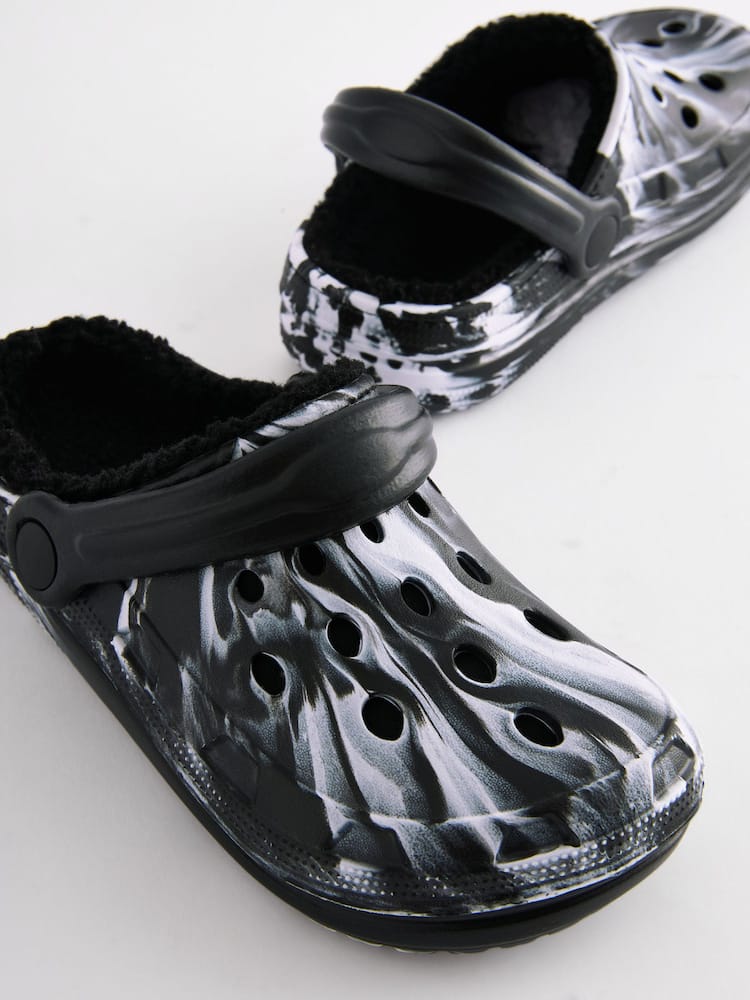 NEXT Black & White Marble Clogs
