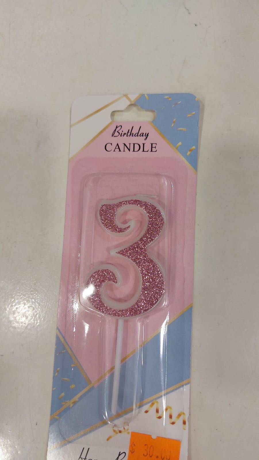 Pink Glitter Candles white stick 0 to 9 - Preppy Kids (Grand Bazaar)