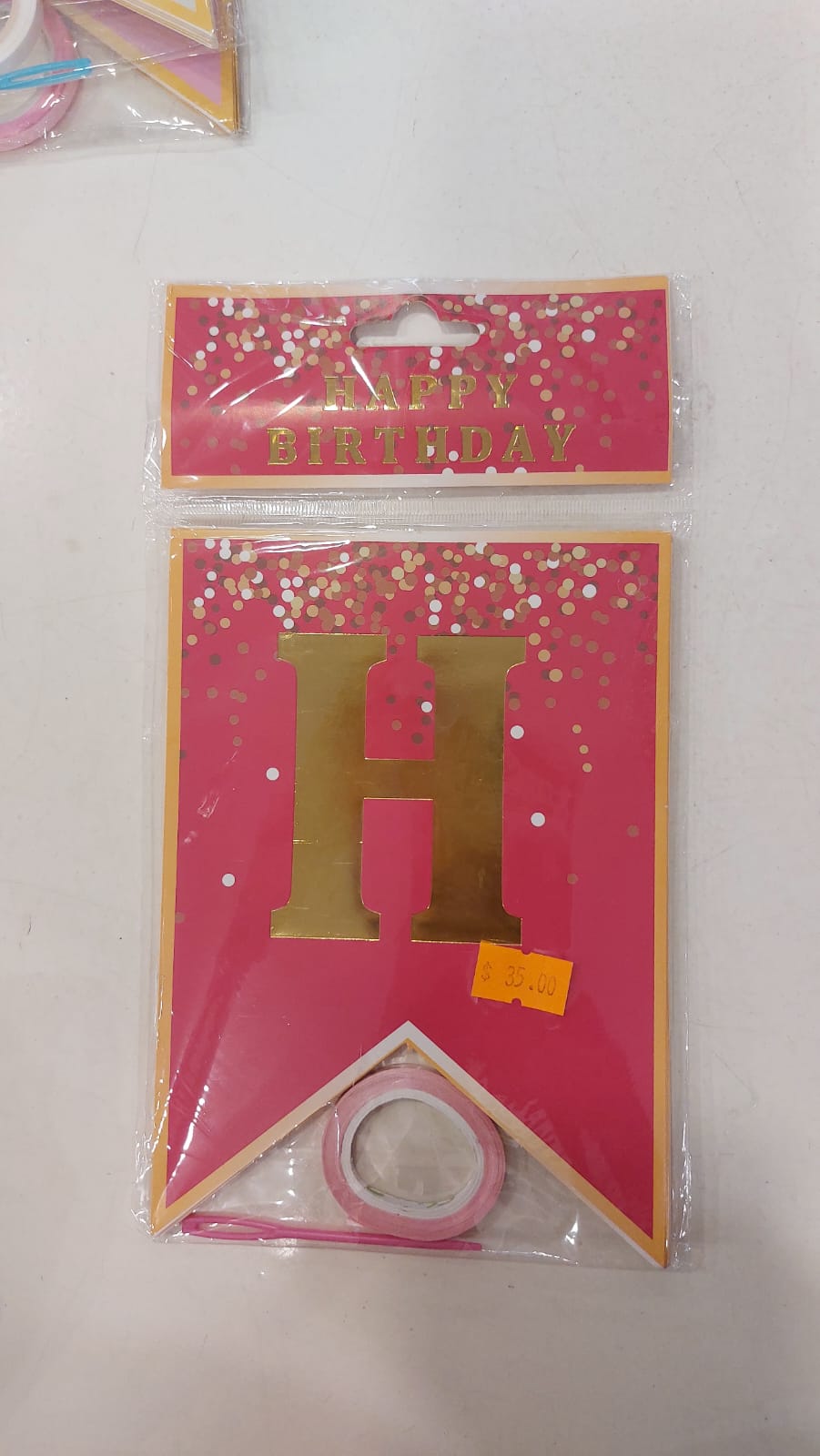 HBD Pink & Silver dots Banner Happy Birthday - Preppy Kids (Grand Bazaar)