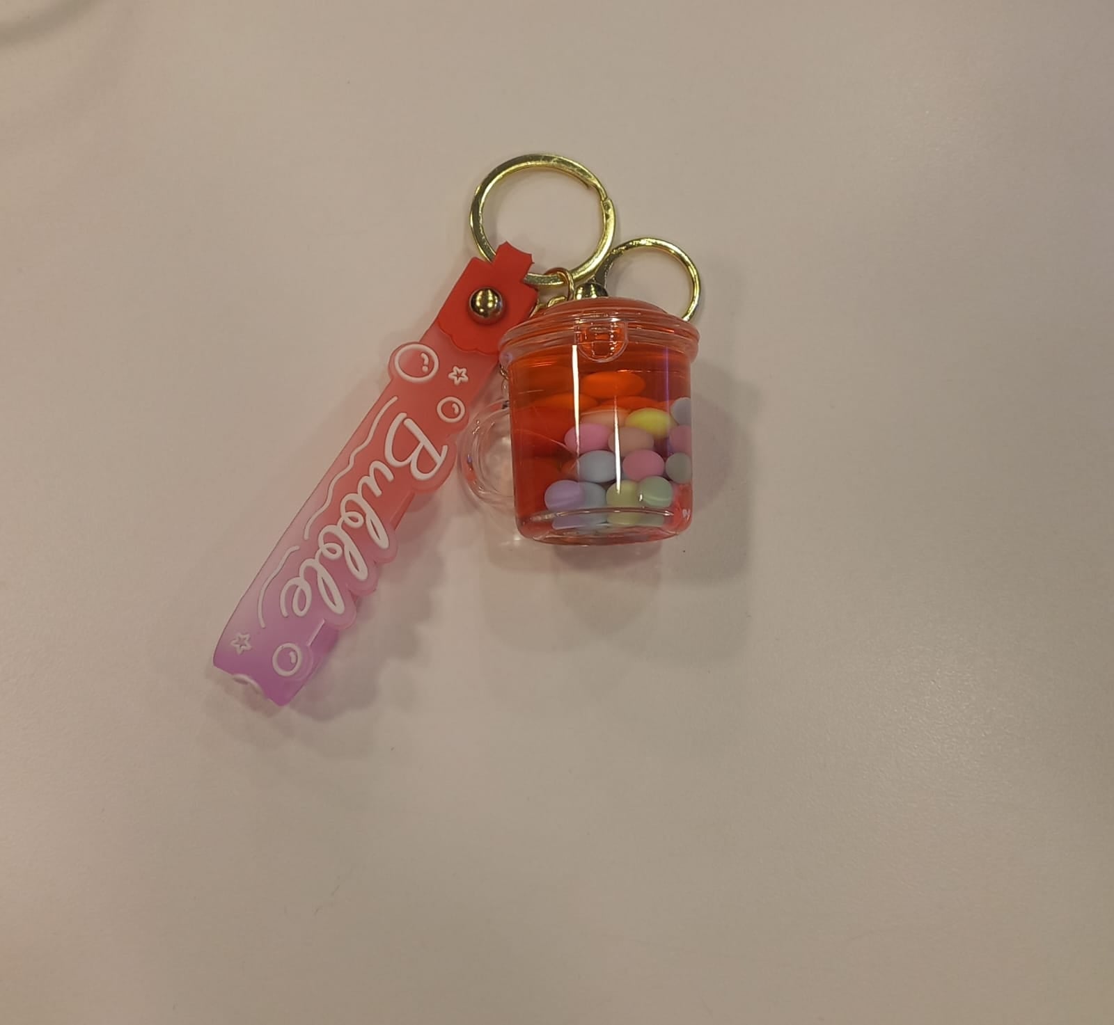 Acrylic Moving Liquid Cup Keychain - Preppy Kids (Grand Bazaar)