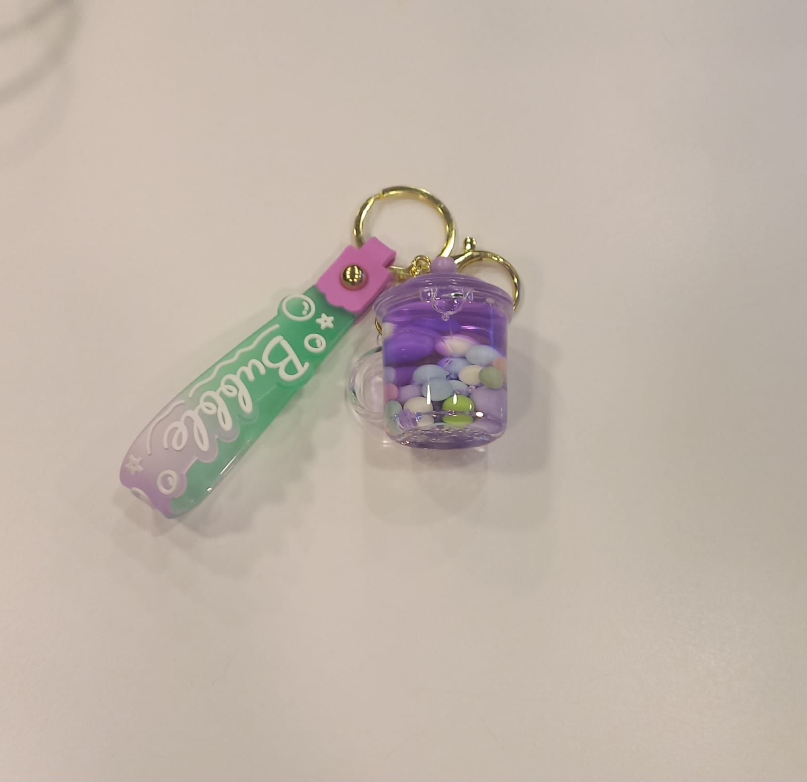 Acrylic Moving Liquid Cup Keychain - Preppy Kids (Grand Bazaar)