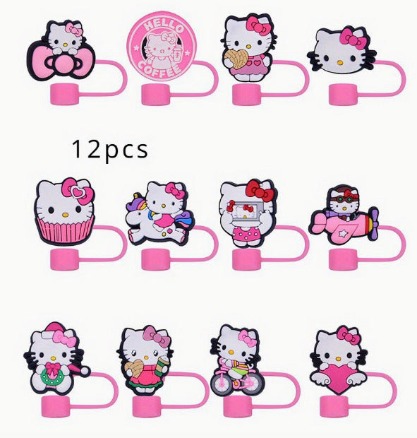 Sanrio Hello Kitty Straw Cover Caps Toppers for Tumbler - Preppy Kids (Grand Bazaar)