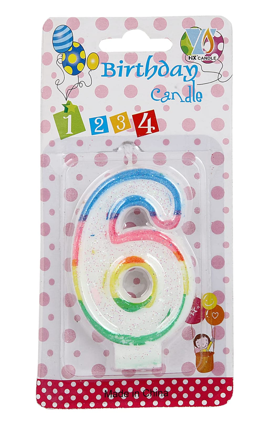 Multicoloured Glitter Wax Candle 0-9 - Preppy Kids (Grand Bazaar)