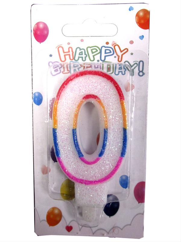 Multicoloured Glitter Wax Candle 0-9 - Preppy Kids (Grand Bazaar)