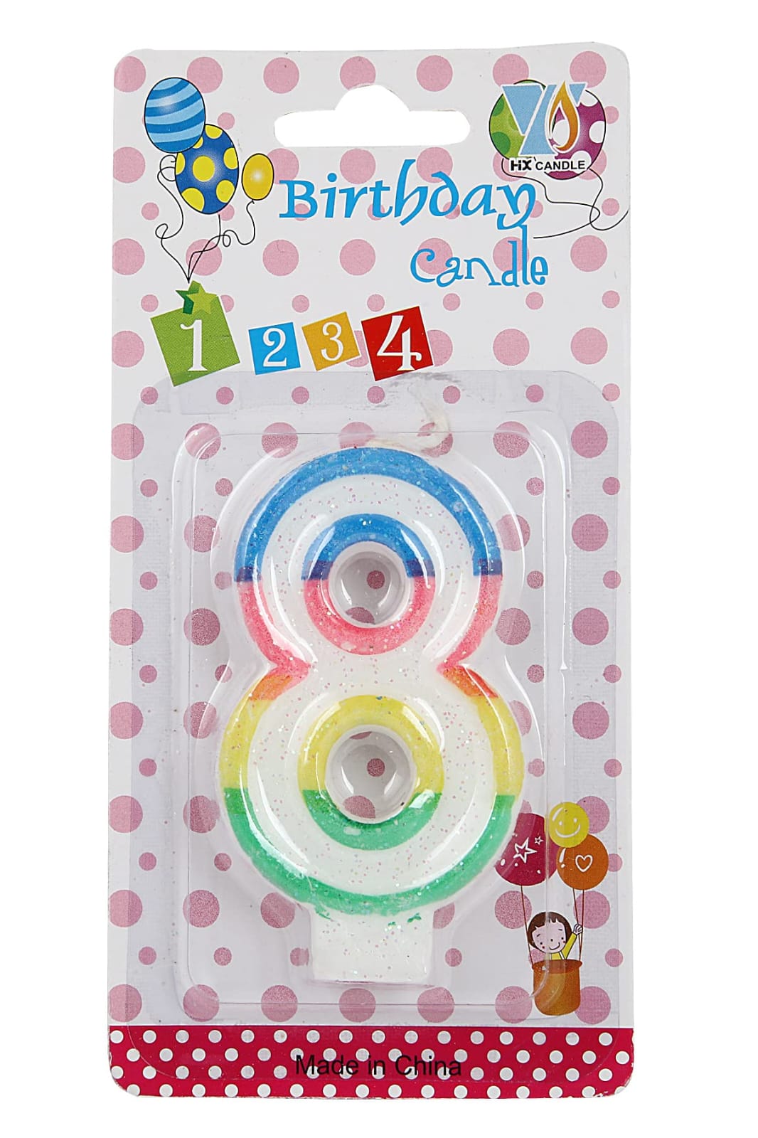 Multicoloured Glitter Wax Candle 0-9 - Preppy Kids (Grand Bazaar)