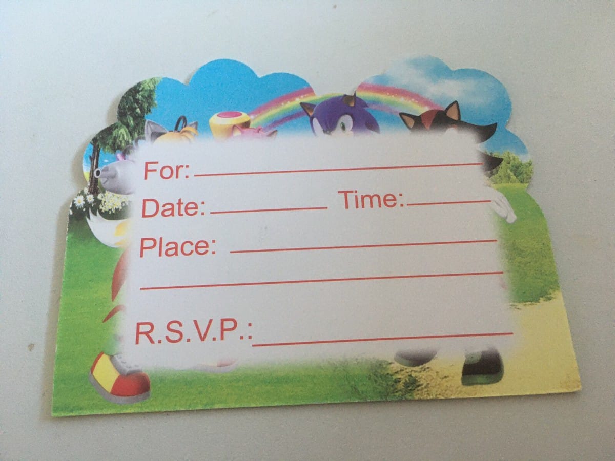Sonic The Hedgehog Invitation Cards (10PCS)