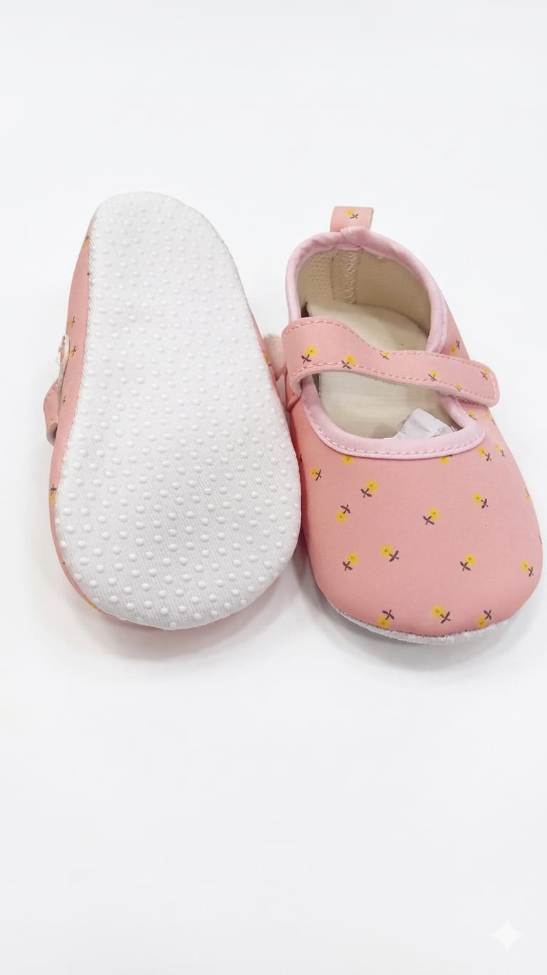 Floral Mary Jane girl flats Pink