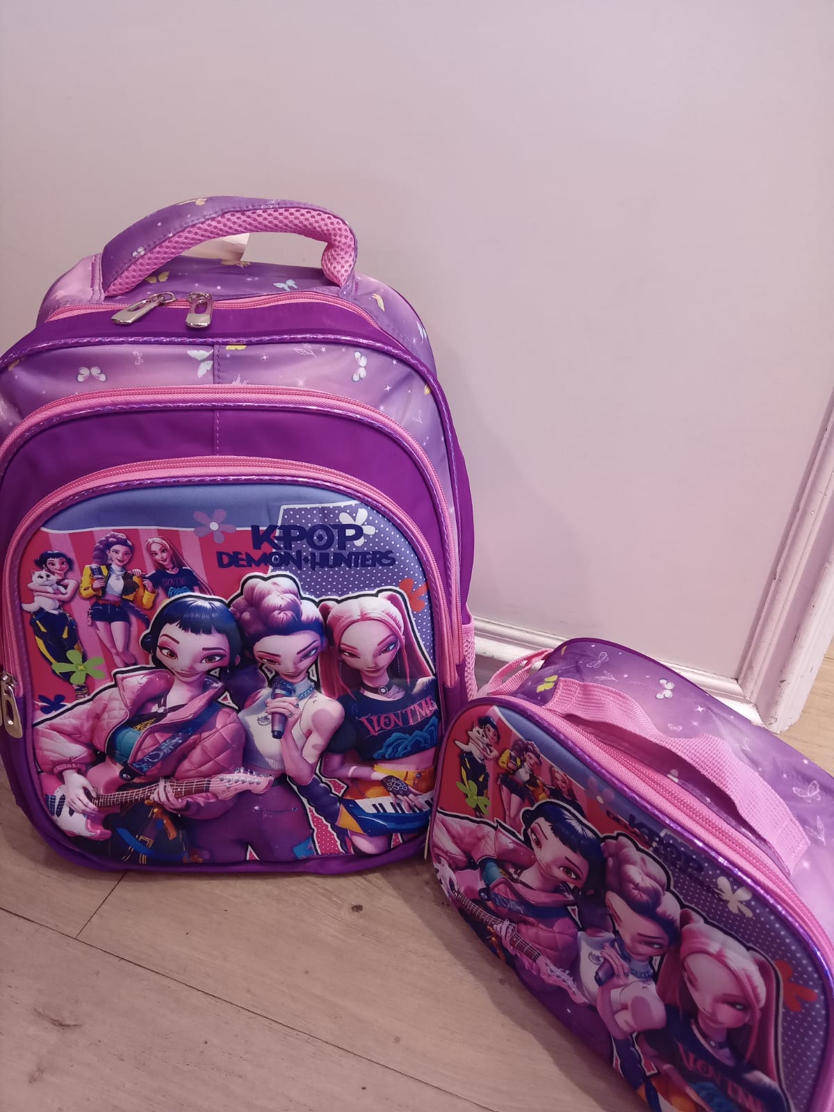 Kpop Demon Hunter 2pc Purple Backpack Set 17 inch