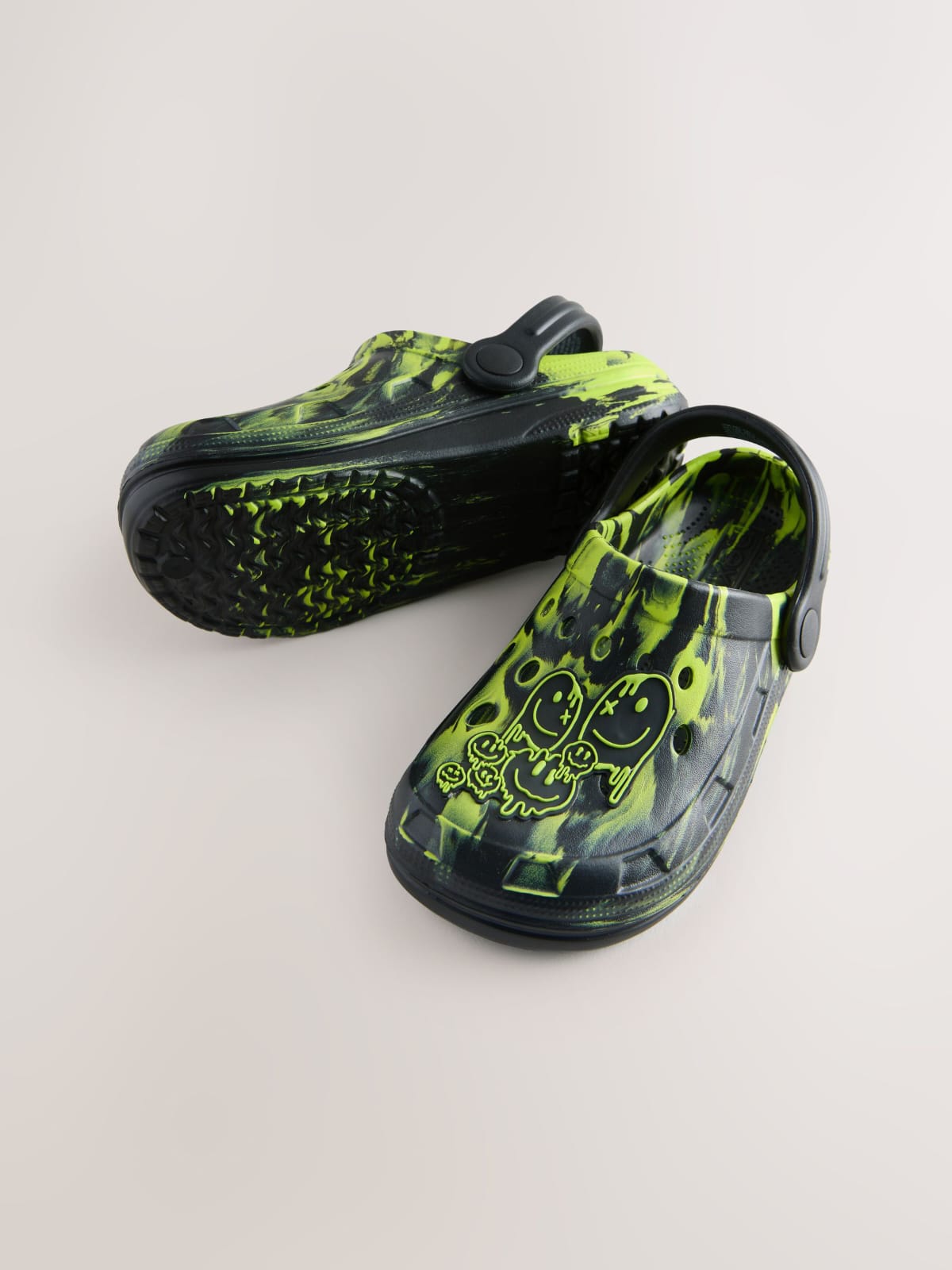 NEXT Black & Green Marble Clogs