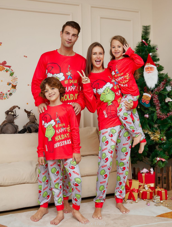 Grinch Happy Holidays Christmas Pajamas Kids and Adults Pyjamas - Preppy Kids (Grand Bazaar)