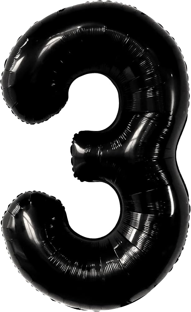 35" Number Black Foil Helium Balloons (35"). 1 to 9