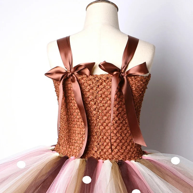 Christmas Brown Deer Costumes Tutu Skirt Reindeer outfit dress cosplay - Preppy Kids (Grand Bazaar)
