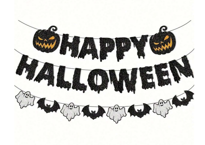 Happy Halloween Banner Halloween Bunting Banner Garland - Preppy Kids (Grand Bazaar)