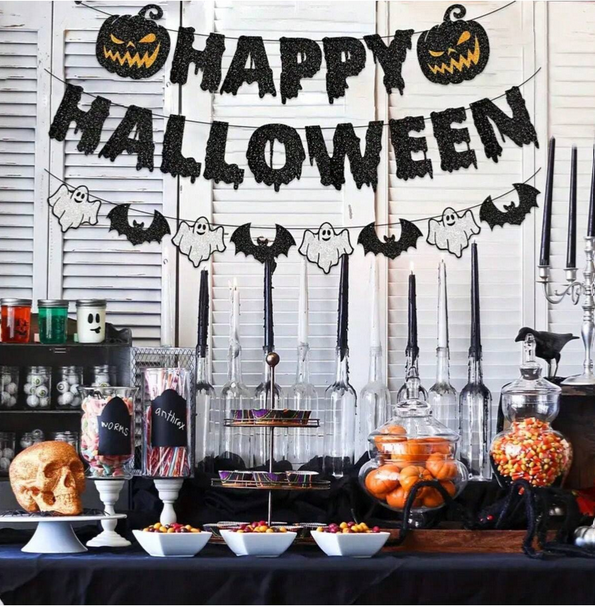 Happy Halloween Banner Halloween Bunting Banner Garland - Preppy Kids (Grand Bazaar)