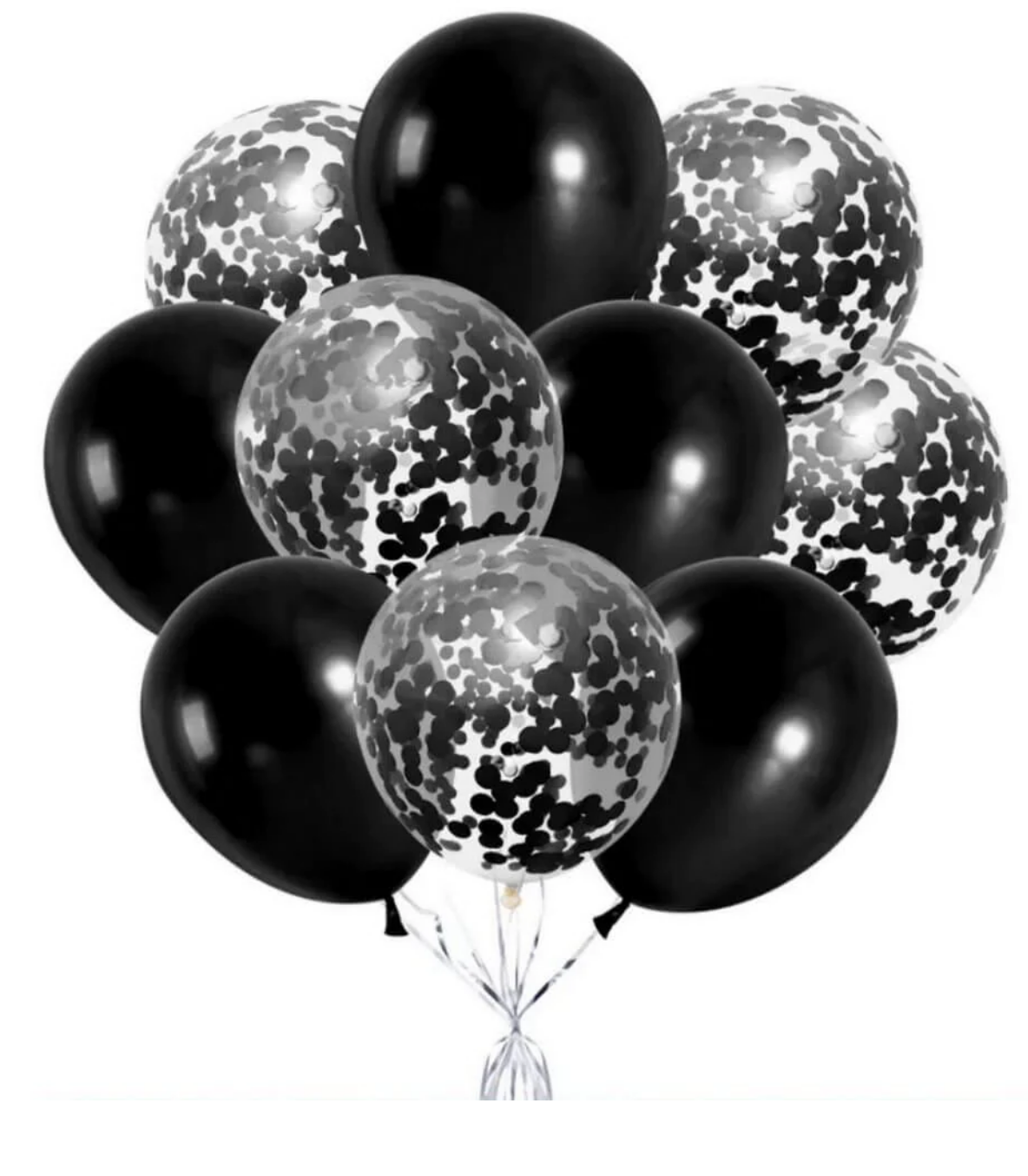 Pack of 10 Black Confetti Balloons
