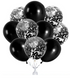 Pack of 10 Black Confetti Balloons - Preppy Kids (Grand Bazaar)