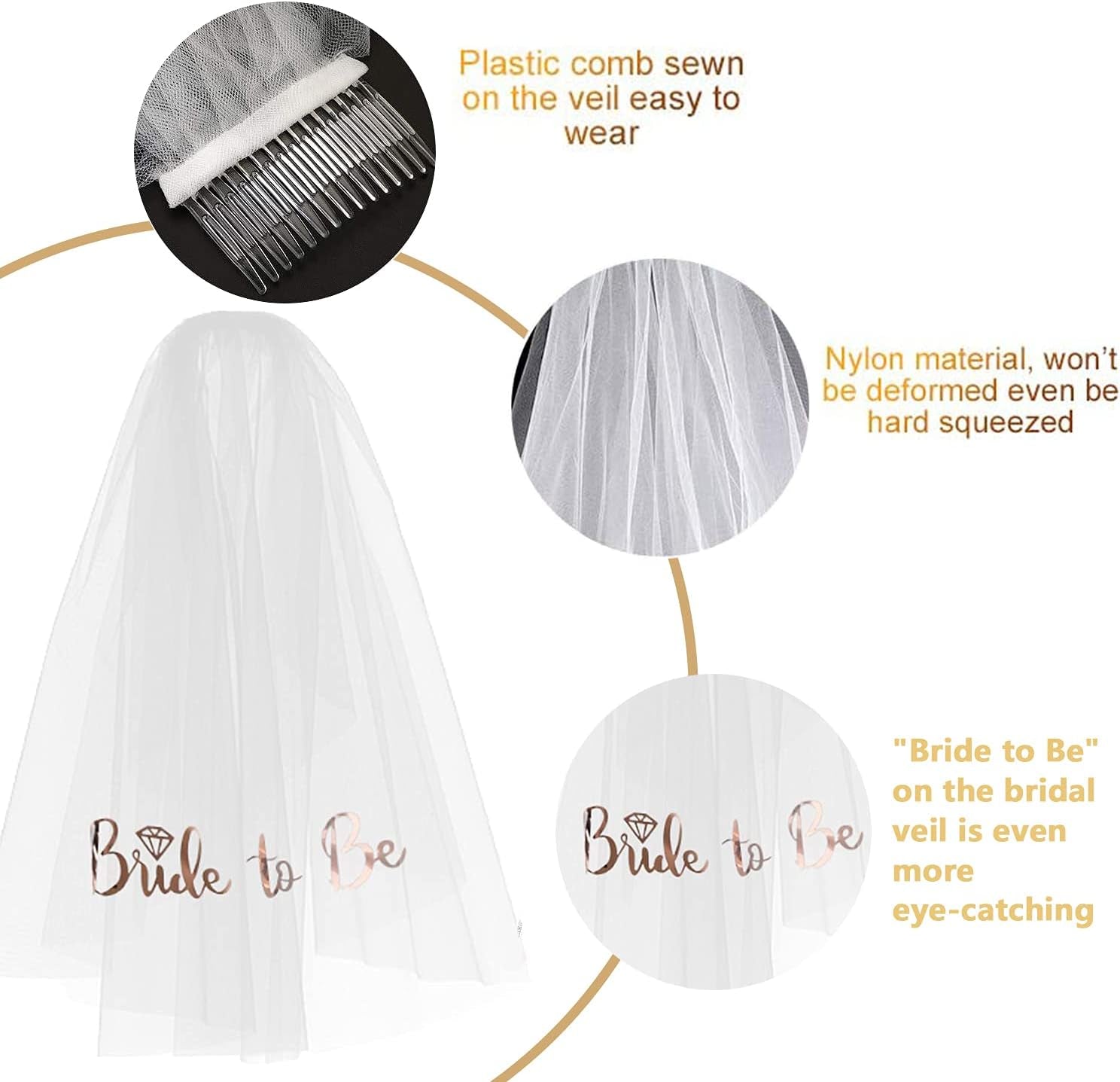 6pc Bridè to Be Decoration Package - Bridal Shower Wedding Veil Team Bride To Be Satin Sash Girl Hen Party Bachelorette Party Decoration Supplies - Preppy Kids (Grand Bazaar)