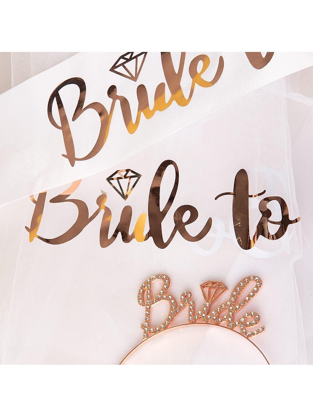 6pc Bridè to Be Decoration Package - Bridal Shower Wedding Veil Team Bride To Be Satin Sash Girl Hen Party Bachelorette Party Decoration Supplies - Preppy Kids (Grand Bazaar)