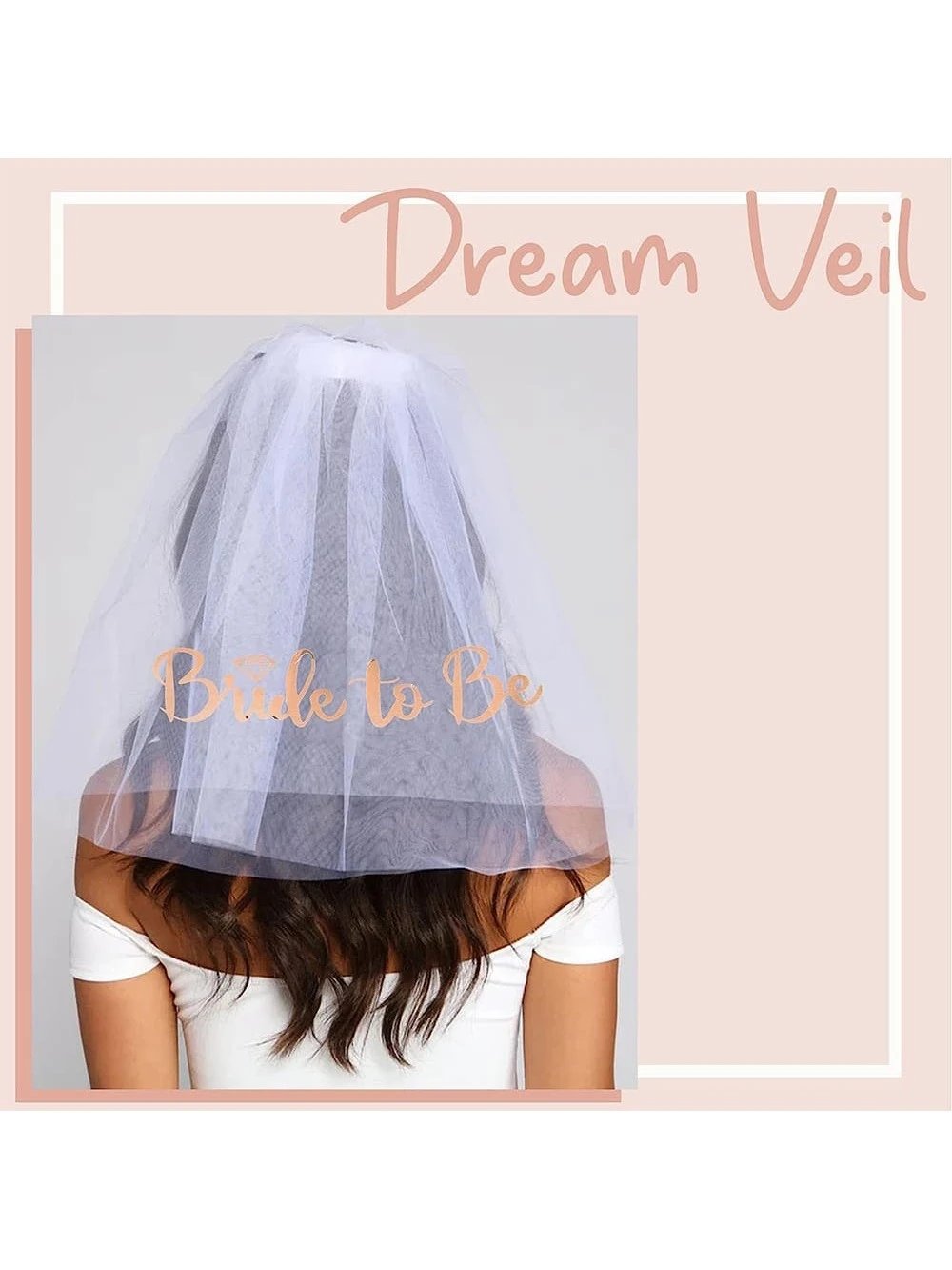 6pc Bridè to Be Decoration Package - Bridal Shower Wedding Veil Team Bride To Be Satin Sash Girl Hen Party Bachelorette Party Decoration Supplies - Preppy Kids (Grand Bazaar)