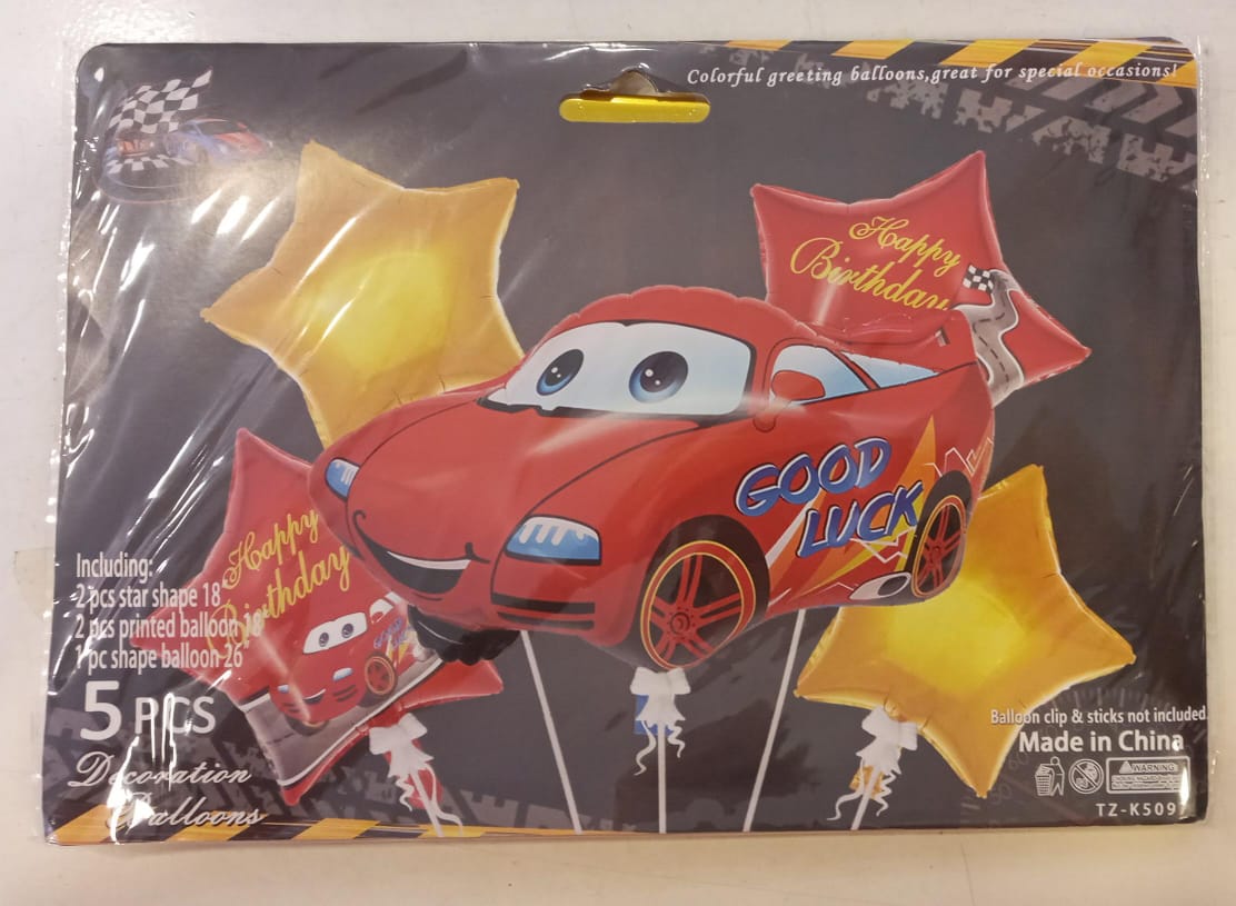 Cars Theme 5pc Foil Balloon