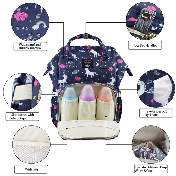 Le Queen Unicorn Bucket Mummy Baby Bucket Bag (Blue) - Preppy Kids (Grand Bazaar)