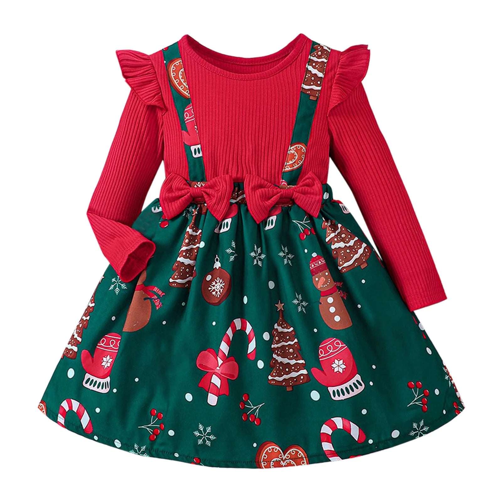 Toddler Kids Baby Girl Casual Christmas Holiday Two Piece Patchwork Dres - Preppy Kids (Grand Bazaar)