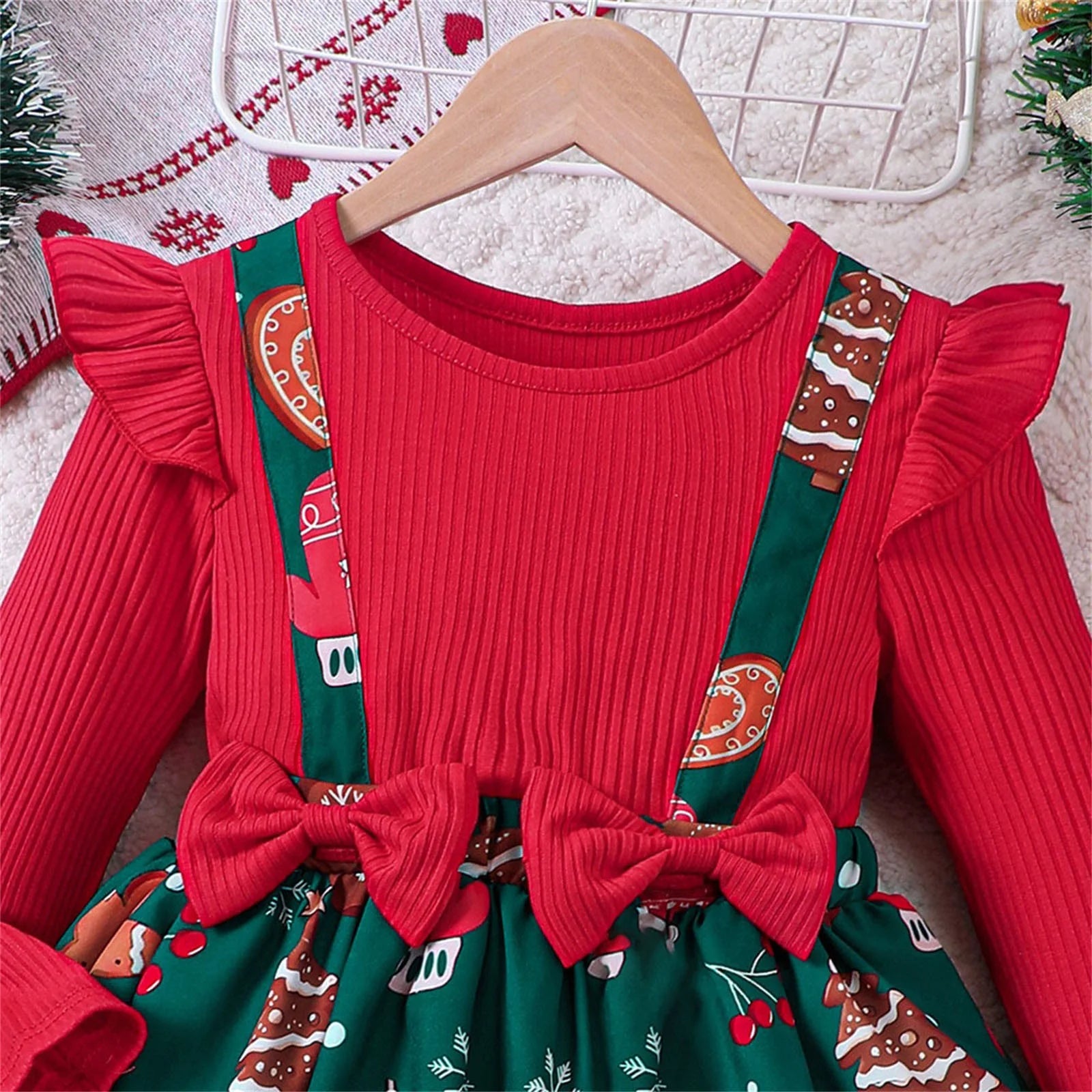 Toddler Kids Baby Girl Casual Christmas Holiday Two Piece Patchwork Dres - Preppy Kids (Grand Bazaar)