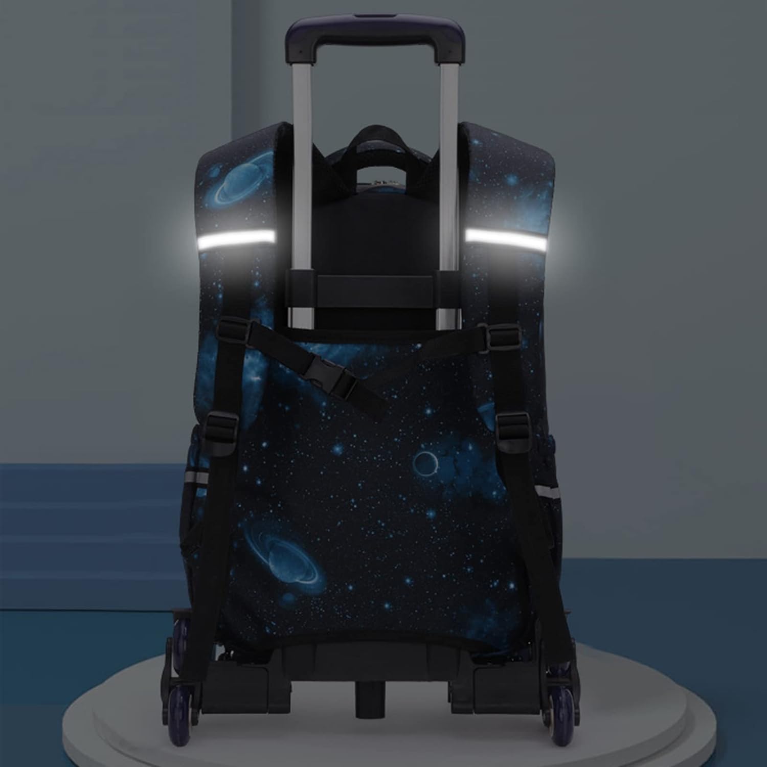 Kids Wheeled Backpack Trolley School Bag High Capacity Black blue