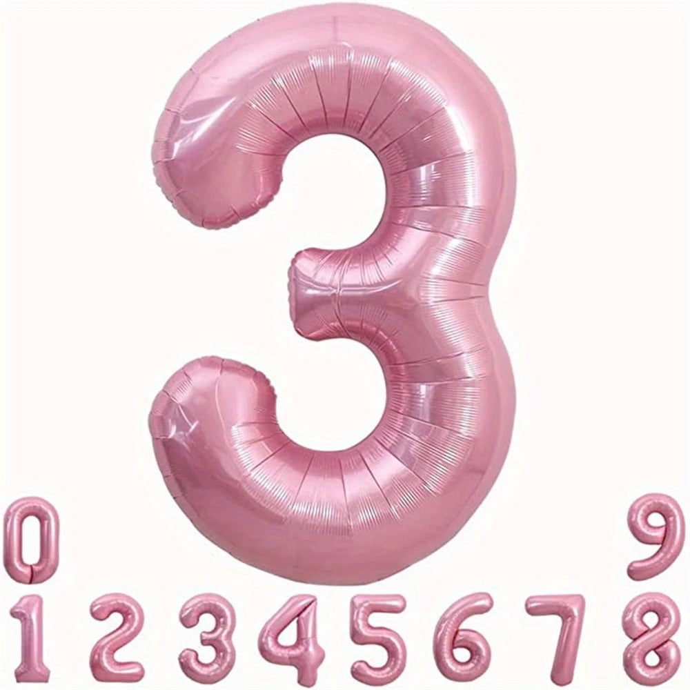 40" Number Pink Foil Helium Balloons (40 inch).  1 to 9 - Preppy Kids (Grand Bazaar)