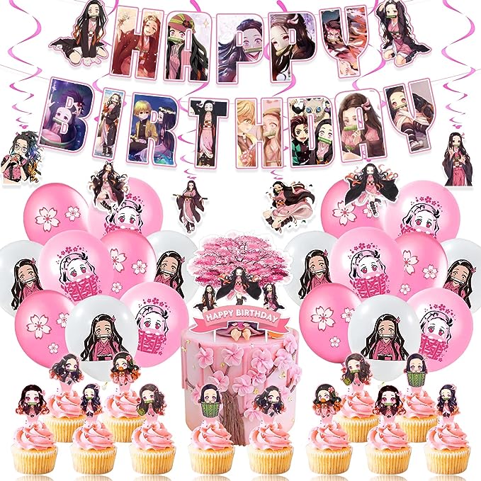Nezuko Demon Slayer Girls Party Decorations - Preppy Kids (Grand Bazaar)